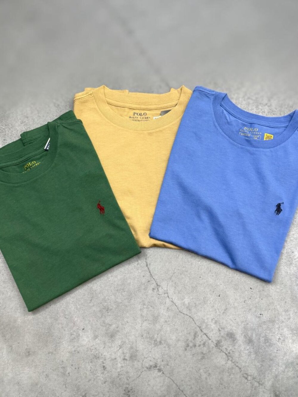 Bundle Polo Ralph Lauren Boys T-Shirts Size 8 | Blue Green Yellow Logo Tees NWT